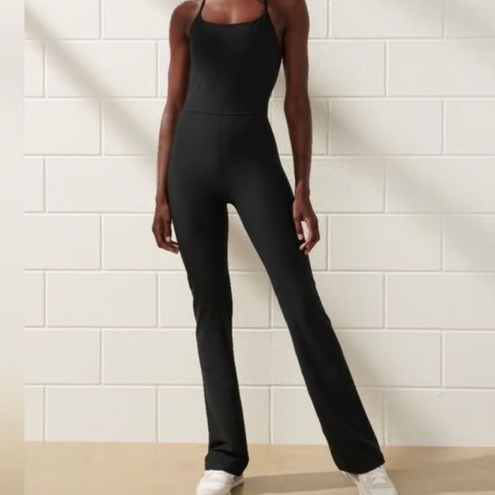 Abercrombie & Fitch YPB SculptLux Black Flare Jumpsuit